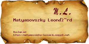 Matyasovszky Leonárd névjegykártya